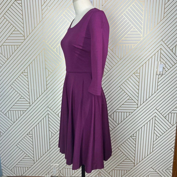 Boden Irene Fit & Flare 3/4 Sleeve Cotton Dress in Purple Size US 2R - Picture 7 of 12